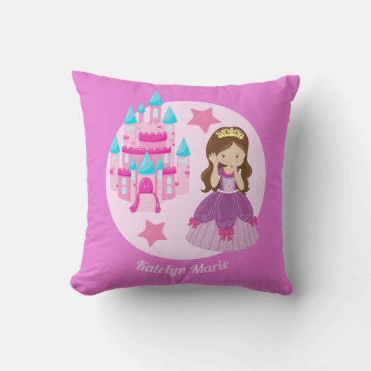 Schattigee Custom Pink Princess Castle Verjaardag Kussen (Voorkant)