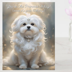 Schattigee Custom Princess Maltese Dog Verjaardag  Kaart