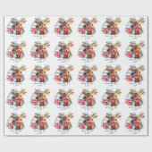 Schattigee Custom Santa Reindeer Sneeuw Kinder Ker Cadeaupapier (Vlak)