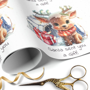 Schattigee Custom Santa Reindeer Sneeuw Kinder Ker Cadeaupapier