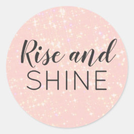 Schattigee Custom Text Rise en Shine Pink Sparkle Ronde Sticker