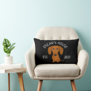 Schattigee Dachshund Cartoon Dag gepersonaliseerd Kussen