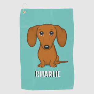 Schattigee Dachshund Custom Name Wiener Dog Golfhanddoek