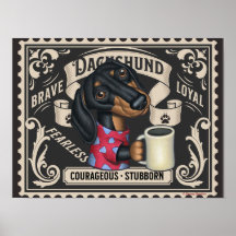 Schattigee Dachshund Doxie drink koffie