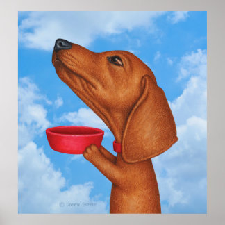 Schattigee Dachshund Holding Rode Kom Poster