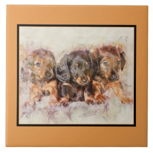 Schattigee DACHSHUND PUPPIES Pet Love, Dog KEEPSAK Tegeltje
