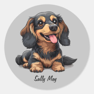 Schattigee Dachshund Puppy Ronde Sticker Custom