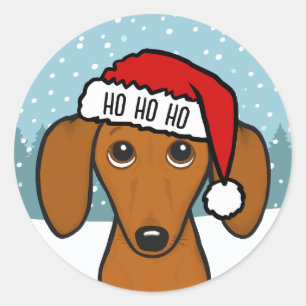 Schattigee Dachshund Santa Wiener Hondenkerst Ronde Sticker
