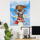 Schattigee Dachshund Spelen Drums Poster (Thuiskantoor)