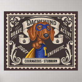 Schattigee Dachshund Superhero Poster