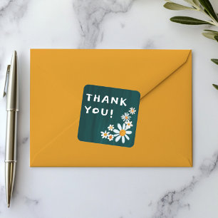 Schattigee Daisies Gouache Custom Baby shower DANK Vierkante Sticker