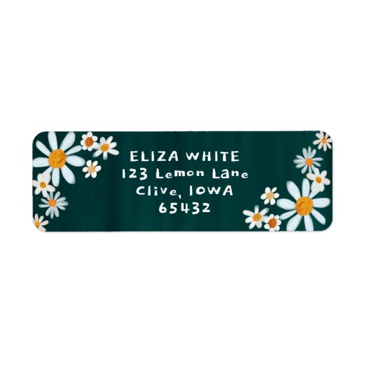Schattigee Daisies Gouache Custom Retouradres Etiket (Voorkant)