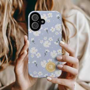 Schattigee Daisy Bloemen Custom Monogram iPhone 16 Hoesje