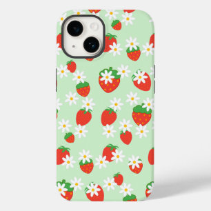 Schattigee Daisy Flower aardbeien kerstpatroon Case-Mate iPhone 14 Hoesje