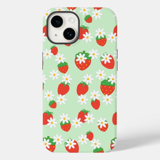 Schattigee Daisy Flower aardbeien kerstpatroon Case-Mate iPhone Case (Achterkant)