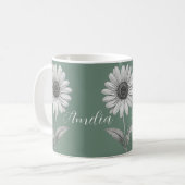 Schattigee Daisy Flower Boho Green  Koffiemok (Voorkant links)