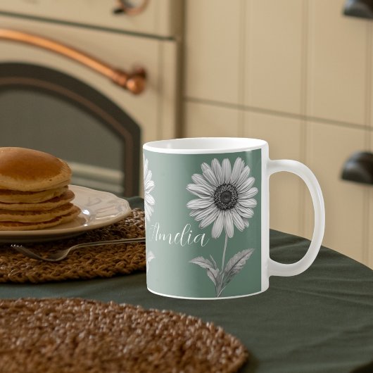 Schattigee Daisy Flower Boho Green  Koffiemok
