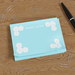 Schattigee Daisy Flowers Aqua Blue Post it Notes