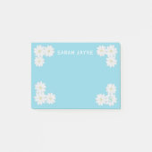 Schattigee Daisy Flowers Aqua Blue Post it Notes (Voorkant)