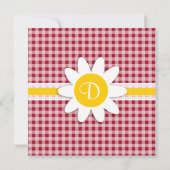 Schattigee Daisy op Carmine Red Gingham; Geruit Kaart (Achterkant)