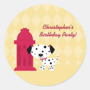 Schattigee Dalmation Doggie Verjaardagsfeestje sti Ronde Sticker
