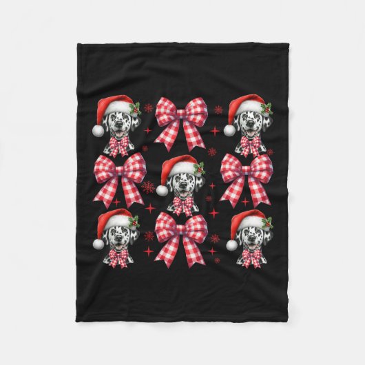 Schattigee Dalmatische Hond Red Plaid Coquette Bow Fleece Deken (Voorkant)