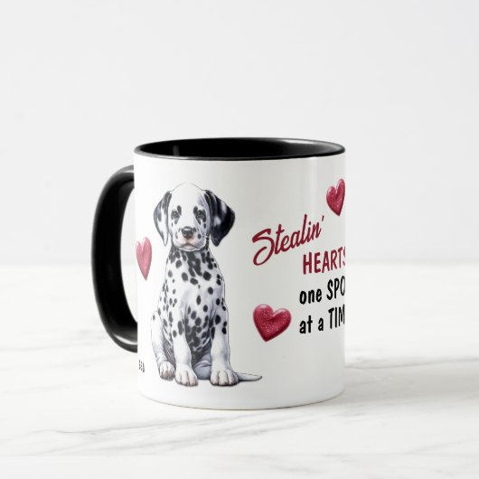 Schattigee Dalmatische Puppy Stealing Hearts Mok (Voorkant links)
