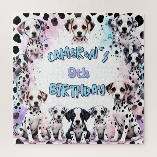 Schattigee Dalmatische Puppy Verjaardag Waterverf Legpuzzel (Verticaal)