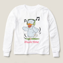 Schattigee Dancing Duck Cartoon met Hoofdtelefoon 