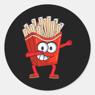 Schattigee Dancing French Fries Grappig Dabbing Fr Ronde Sticker