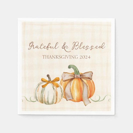 Schattigee Dankbare & Gezegende Pompoenbogen Thank Servet (Voorkant)