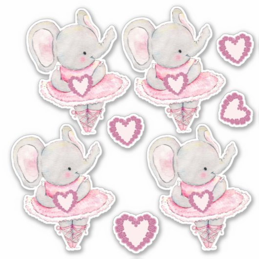 Schattigee dansen olifant Valentijn harten Sticker (Voorkant)