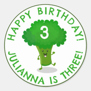 Schattigee dansende broccoli gepersonaliseerde ver ronde sticker