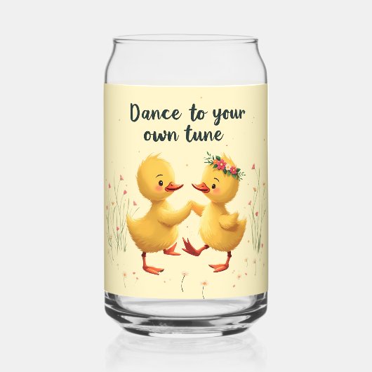 Schattigee dansende eendjes met bloemenlente vibes blikvorm glas (Achterkant)