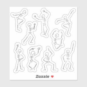 Schattigee Dansende Halloween Skeletten Sticker