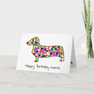 Schattigee Daschund Dog Mosaic Verjaardag Kaart