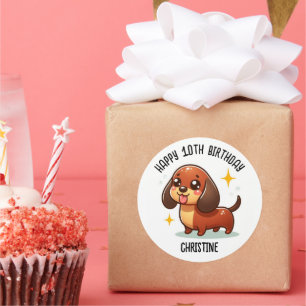 Schattigee dashound Verjaardagsfeest gunsten Ronde Sticker