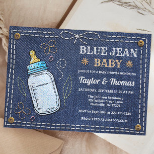 Schattigee Denim Blue Jean Baby shower Uitnodiging