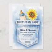 Schattigee Denim Blue Jean Baby shower Uitnodiging (Voorkant)