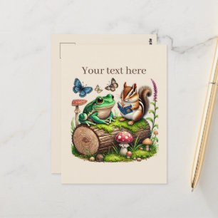 Schattigee dierenvrienden voor lezen aanpasbaar briefkaart