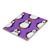 Schattigee dikke pinguïn All Over Print Paarse Tegeltje (Zijkant)