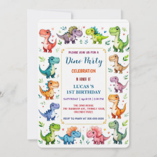 Schattigee DIno Baby Dinosaurussen 1e Verjaardagsf Save The Date