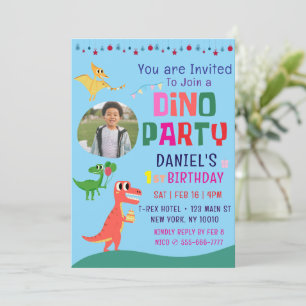 Schattigee Dino Dinosaur Kind verjaardagsfeestje Kaart