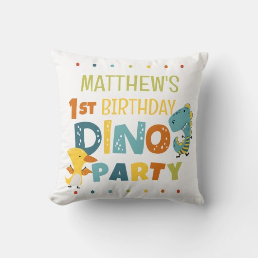 Schattigee Dino Dinosaur Kind verjaardagsfeestje Kussen (Voorkant)