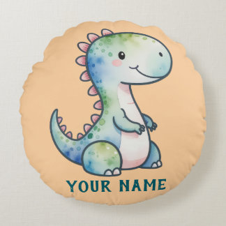 Schattigee Dino gepersonaliseerd Rond Kussen