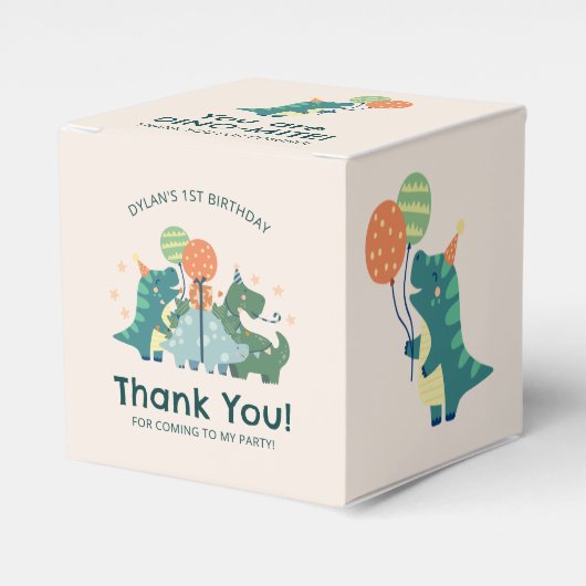 Schattigee Dino-Mite Dinosaurus Verjaardag Dank u Bedankdoosjes (Voorkant Zijde)