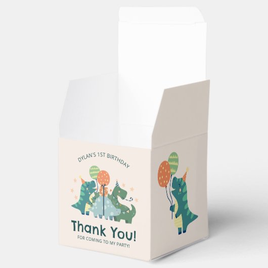 Schattigee Dino-Mite Dinosaurus Verjaardag Dank u Bedankdoosjes (Geopend)
