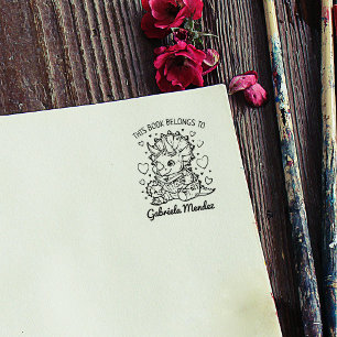 Schattigee Dino Mom Bookplate Rubberstempel