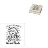 Schattigee Dino Mom Bookplate Rubberstempel (Gestempeld)