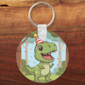 Schattigee Dino-partij Sleutelhanger (Voorkant)